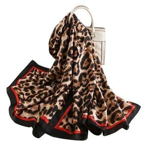 Animal print satin silky long scarf